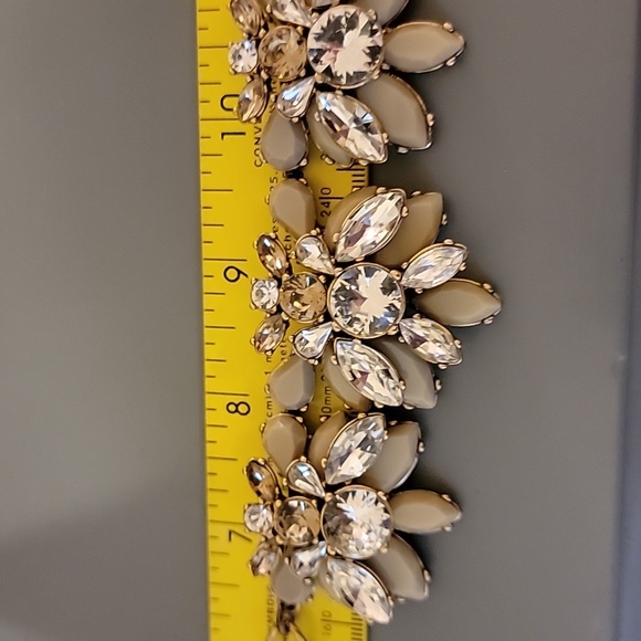 J Crew Nude Tan Beige Clear Faux Gemstone Gold Tone Fashion Costume Necklace - Picture 16 of 16